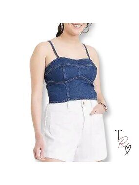 Universal Thread NWT Denim Corset Crop Top Cami Blue Jean Bustier Size Small